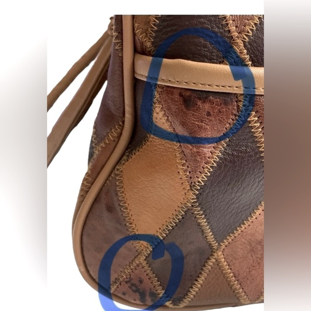 Patch Work Brown Leather Bag. - image 8
